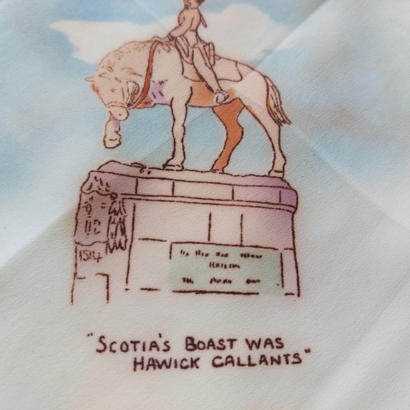 Vintage Scottish Handkerchief Souvenir scarf  Scotia's Boast Hawick Callants - Picture 8 of 12